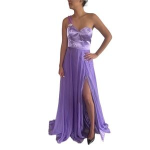 Jovani Lavender One Shoulder Gown